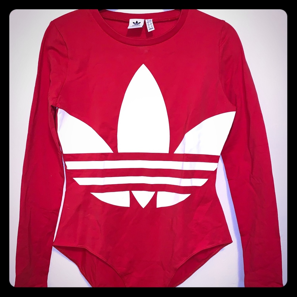 Adidas red bodysuit long sleeve - Large